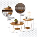 Ver imagem 3 de Jogo de Mesa Centro e Apoio LI Com Pés Metálicos Bordas Usinadas e Grande Estabilidade Cor Freijó EJ
