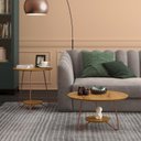 Ver imagem 2 de Jogo de Mesa Centro e Apoio LI Com Pés Metálicos Bordas Usinadas e Grande Estabilidade Cor Freijó EJ