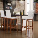 Ver imagem 2 de Kit 02 Banquetas Altas Para Cozinha Sala de Jantar Fixa Zoe B04 Bouclê Cru - Lyam Decor