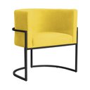 Ver imagem 1 de Poltrona Decorativa Luana Base Preta Suede Cores - DS Estofados Poltrona Luana Amarelo