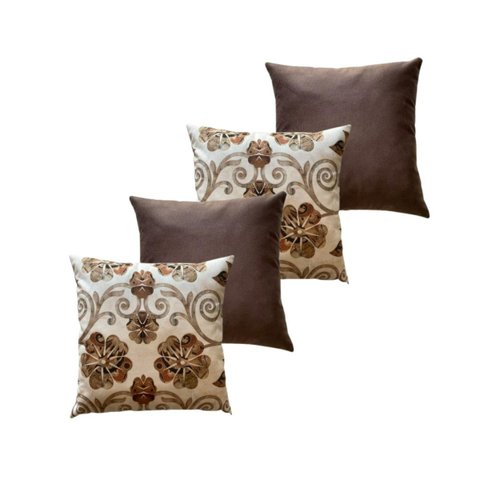 Kit 4 Capas de Almofadas Decorativa com Zíper 40x40:marrom