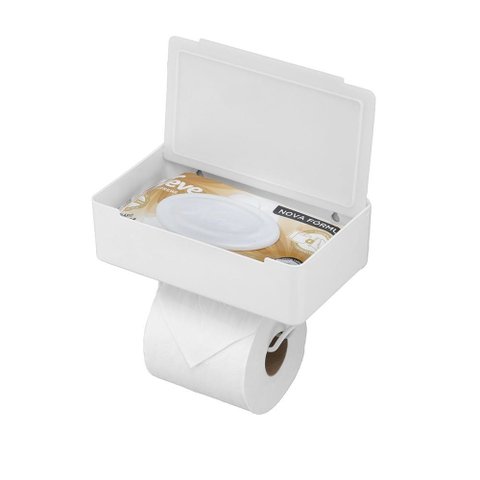 Suporte Arthi 3x1 para Lenço, Papel Higiênico e Celular Branco