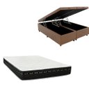 Ver imagem 1 de Cama Box Baú Bipartida Blindada + Colchão Eagle Molas Bonnel 22cm | Kit Completo com Cabeceira Boton
