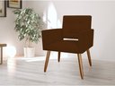 Ver imagem 3 de Poltrona Decorativa Camila Couro Marrom Pés Madeira Mz Decor