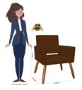 Ver imagem 4 de Poltrona Decorativa Camila Couro Marrom Pés Madeira Mz Decor