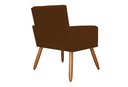 Ver imagem 2 de Poltrona Decorativa Camila Couro Marrom Pés Madeira Mz Decor