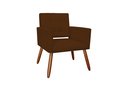 Ver imagem 1 de Poltrona Decorativa Camila Couro Marrom Pés Madeira Mz Decor