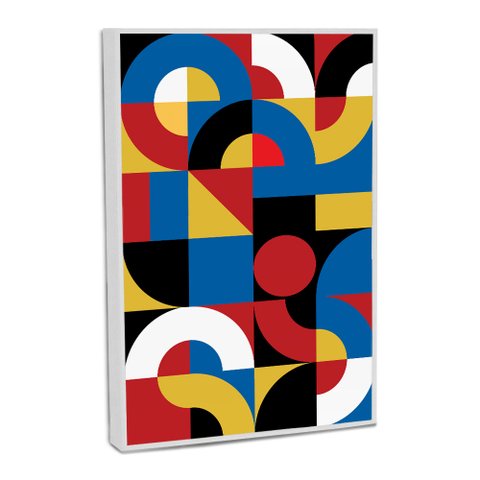 Quadro Decorativo Formas Geométricas Bauhaus com Moldura Filete
