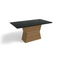 Ver imagem 1 de Mesa de Sala Jantar Tilia + Tampo Madeirado Vidro 160x90cm Freijo/preto - Kappesberg