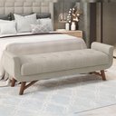 Ver imagem 2 de Puff Recamier Decorativo com Pés em Madeira 140 Cm Itália Bouclê Creme - Lyam Decor