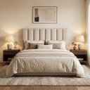 Ver imagem 1 de Cabeceira Londres Queen Bouclé Bege | Estofada | Conforto Premium:Bege