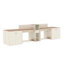 Ver imagem 7 de Estação de Trabalho 4 Lugares Office Smart 4 Mesas 2 Armários 4 Aparador - Off White e Cedro