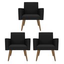 Ver imagem 1 de Kit 3 Poltronas Nina Premium: Suede/preto
