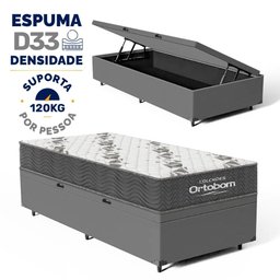 Cama Box Baú com Colchão de Espuma D33 Ortobom Airtech 100 Solteiro 88cm - 2