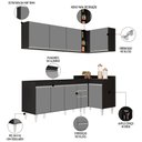 Ver imagem 3 de Armário de Cozinha Modulado de Canto Esquerdo 4 Peças Cp49 Balcão sem Tampo Preto/cinza - Lumil Lumi