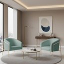 Ver imagem 1 de Poltrona Sala Decorativa Kit 2 Stella Base Alta Tubo Champanhe Veludo Cotelê D03 - D’Rossi