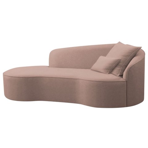Divã Recamier Curvo Sala de Estar Inglaterra Lado Esquerdo 200cm Linho Rose - Incasa Decor