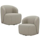 Ver imagem 1 de Kit 02 Poltronas Giratória Orgânica para Sala Living Heidy F04 Linho Bege - Lyam Decor