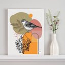 Ver imagem 1 de Quadro Decorativo Aquarela Abstrato Passarinho 24x18cm - com Vidro:madeira Branca