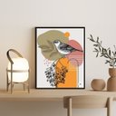 Ver imagem 2 de Quadro Decorativo Aquarela Abstrato Passarinho 24x18cm - com Vidro:madeira Branca