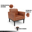 Ver imagem 3 de Kit 2 Poltronas Decorativas Isabella Pés Fixo em Madeira Preto Pu Nozes G19 - Gran Belo