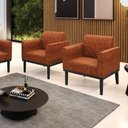 Ver imagem 2 de Kit 2 Poltronas Decorativas Isabella Pés Fixo em Madeira Preto Pu Nozes G19 - Gran Belo