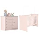 Ver imagem 1 de Jogo de Quarto Doce Sonho Berço e Cômoda Sapateira Rosa - Qmovi