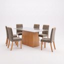 Ver imagem 2 de Conjunto Sala de Jantar Mesa Dora 160cm Tampo MDF e Vidro Canto Reto 6 Cadeiras Tainá