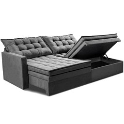 Sofá sem Caixa Retrátil Baú 1,80m Cama Inbox Secret Suede Velusoft Cinza - 8