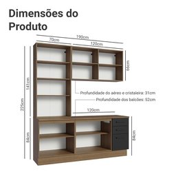 Armário de Cozinha Compacta 190cm com Cristaleira Agata Madesa Rustic Preto - 8