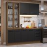 Armário de Cozinha Compacta 190cm com Cristaleira Agata Madesa Rustic Preto - 1