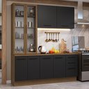 Ver imagem 1 de Armário de Cozinha Compacta 190cm com Cristaleira Agata Madesa Rustic Preto