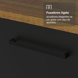 Armário de Cozinha Compacta 190cm com Cristaleira Agata Madesa Rustic Preto - 5