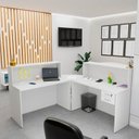 Ver imagem 3 de Balcão Atendimento de Canto C/ Gaveteiro Recepção 1200x600 Netmobil - Branco
