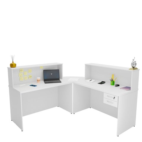 Balcão Atendimento de Canto C/ Gaveteiro Recepção 1200x600 Netmobil - Branco