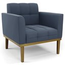 Ver imagem 1 de Poltrona Decorativa Base Madeira Castanho Ana Suede Azul Marinho - Ibiza