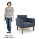 Ver imagem 5 de Poltrona Decorativa Base Madeira Castanho Ana Suede Azul Marinho - Ibiza