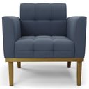 Ver imagem 6 de Poltrona Decorativa Base Madeira Castanho Ana Suede Azul Marinho - Ibiza