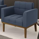 Ver imagem 2 de Poltrona Decorativa Base Madeira Castanho Ana Suede Azul Marinho - Ibiza