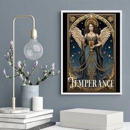 Quadro Carta Tarot Vintage - Temperança 33x24cm - com Vidro:moldura Preta - 2 Quadro Carta Tarot Vintage - Temperança 33x24cm - com Vidro:moldura Preta - 2