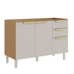 Balcão de Cozinha Itaiaia 3 Portas 2 Gavetas Off White New Porto sem Tampo
