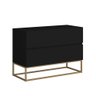 Mesas de Cabeceira Moderna Preta Eros 60cm Estilo Industrial Pés de Ferro Dourado para Quarto - 1