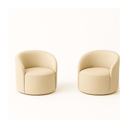 Ver imagem 2 de Kit 02 Poltronas Gaia + Puff Living Decorativo Curvo Orgânico Boucle Bege - Montanaris Decor
