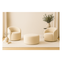 Ver imagem 4 de Kit 02 Poltronas Gaia + Puff Living Decorativo Curvo Orgânico Boucle Bege - Montanaris Decor