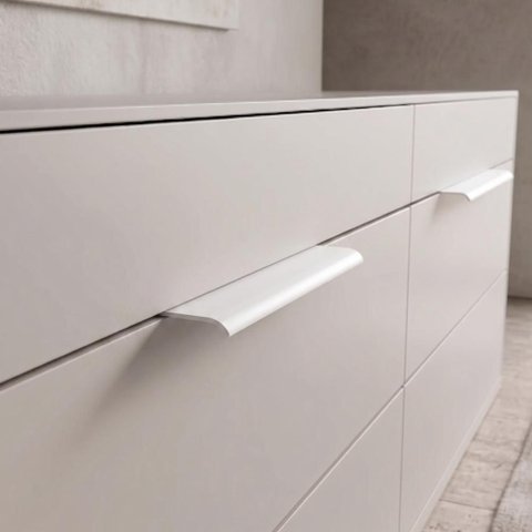 Kit 5 Puxador Porta Gavat Móveis Cozinha Drop Alúminio 200mm - Branco