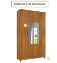 Ver imagem 3 de Guarda Roupa Amsterdam 4 Pts com Espelho e Pés - Cinamomo - Móveis Tcil
