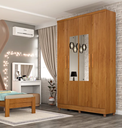 Ver imagem 1 de Guarda Roupa Amsterdam 4 Pts com Espelho e Pés - Cinamomo - Móveis Tcil