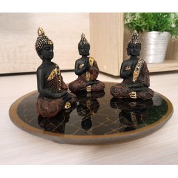 Kit Decor Trio Buda da Sabedoria Tailandês Bandeja em Vidro - 2