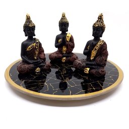 Kit Decor Trio Buda da Sabedoria Tailandês Bandeja em Vidro - 7