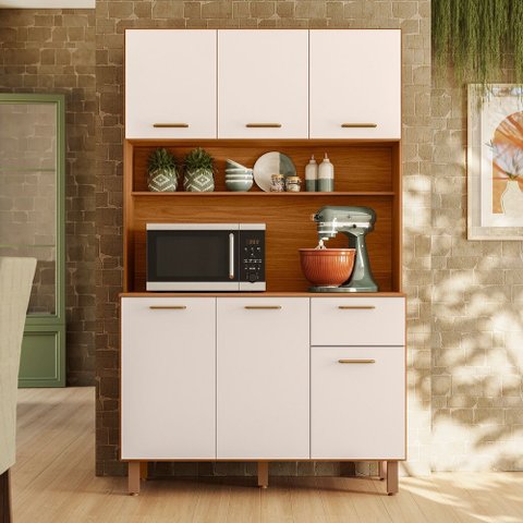 Armário de Cozinha Compacta New Livia 6 Portas 1 Gaveta - Freijó Uv/off Acetinado Poliman